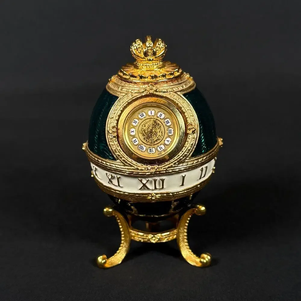 Joan Rivers Imperial Treasures Timepiece Clock Green Egg Enamel 3